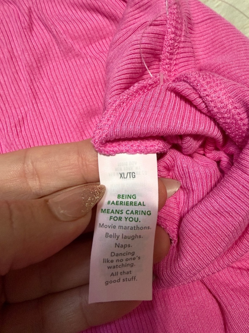 aerie Fold-Over High Waist Hot Pink Lounge Shorts NWOT - Picture 4 of 5